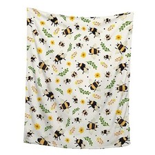 Sunflower Blanket - Plush Flannel Throw for 40"x50"-Kids/Throw Size Floral Bee