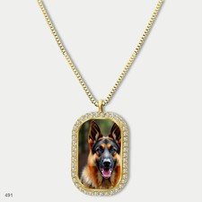 New Cute German Shepherd Dog Breed Fashion Pendant Necklace Chain Graphic Dog Ta