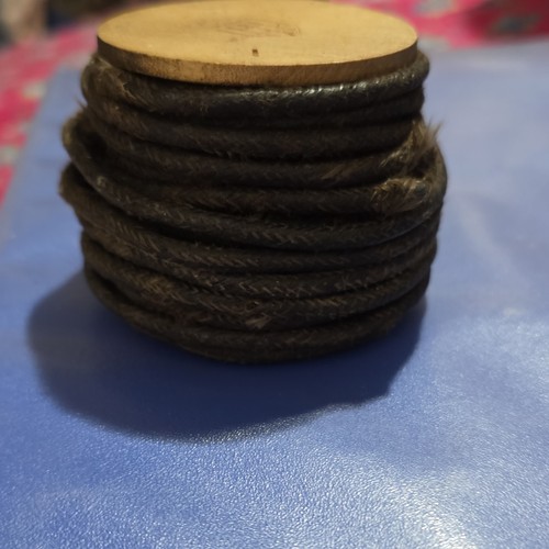Black Braided Rope Cord on Wooden Spool