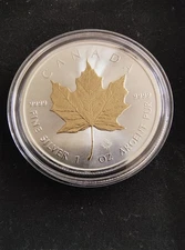 🔥 KING CHARLES III FIRST YEAR! 2024 GILDED Silver Maple Leaf 1oz .9999 Pure
