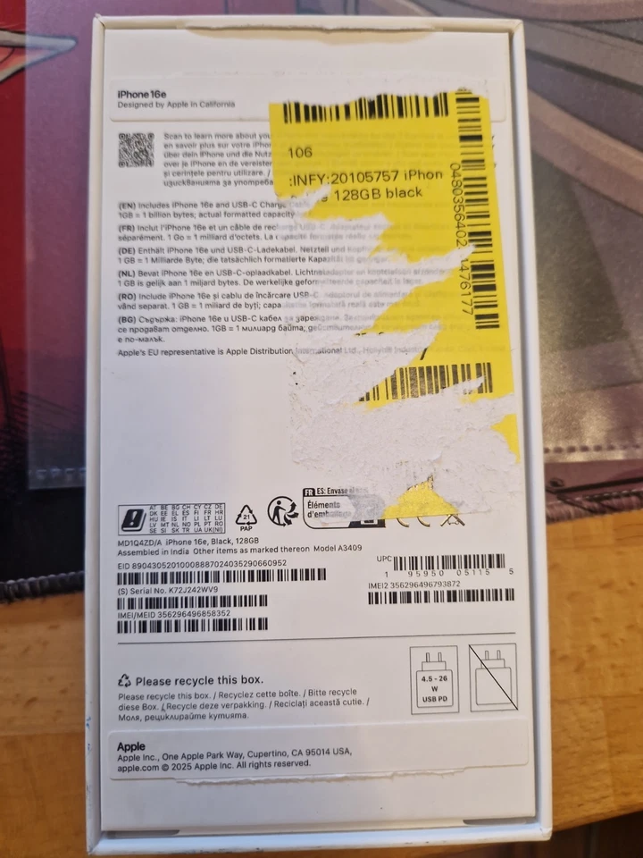 Iphone 16e geöffnete Originalverpackung (ohne Smartphone), Foto 2 von 4