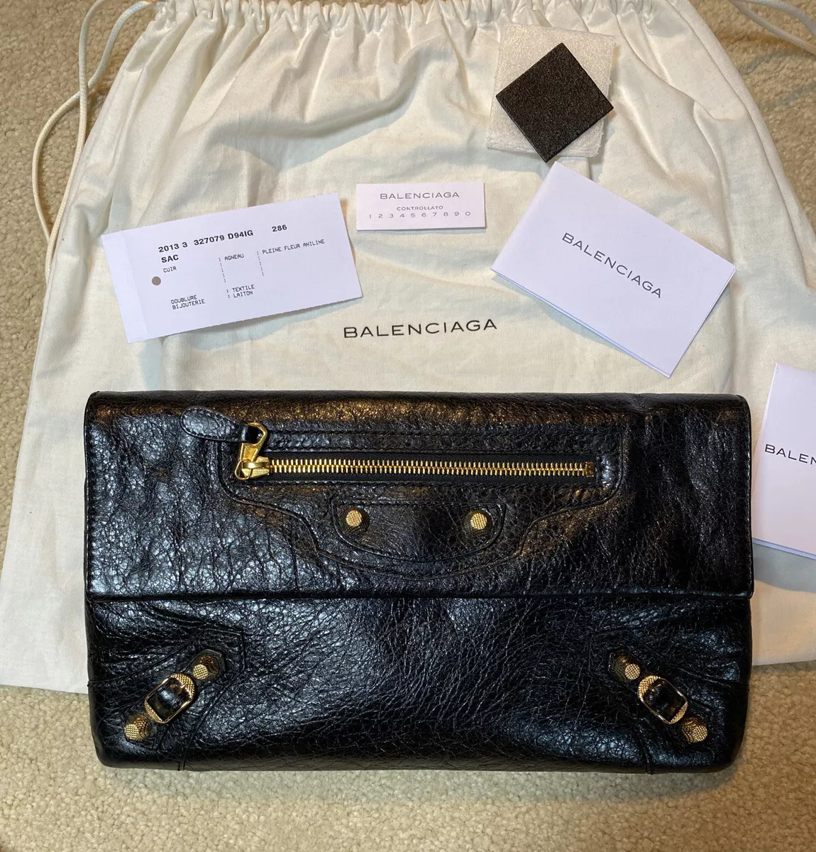 Balenciaga envelope shop clutch with strap