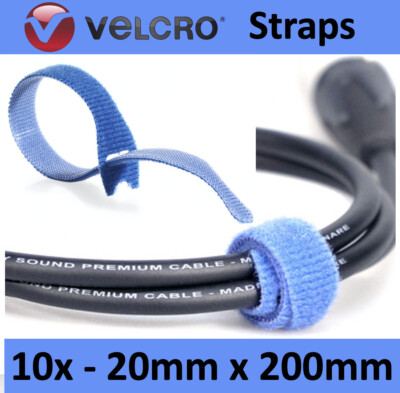 10x BLAU Original Klett ONEWRAP  Kabelbinder 20x200mm Stollenband Reißverschluss Haken Schlaufe