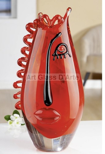 Fabulous Murano Technique HUGE Art Glass Picasso Tribute Art Glass Vase 34cm