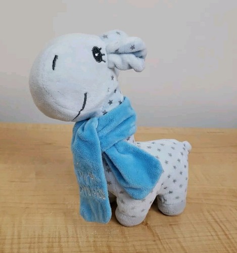 Dan Dee 9" Baby Giraffe Plush Blue with Silver Stars My First Christmas Scarf