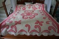 Vintage 1930s Quilt Pink 70"x86  Bed Cover Blanket Appraised 1200.00 Handmade