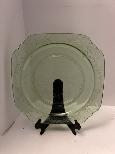 Vtg Vaseline Green Depression Glass Madrid Pattern Federal Gl Co Dish Plate 9” - Picture 8 of 12