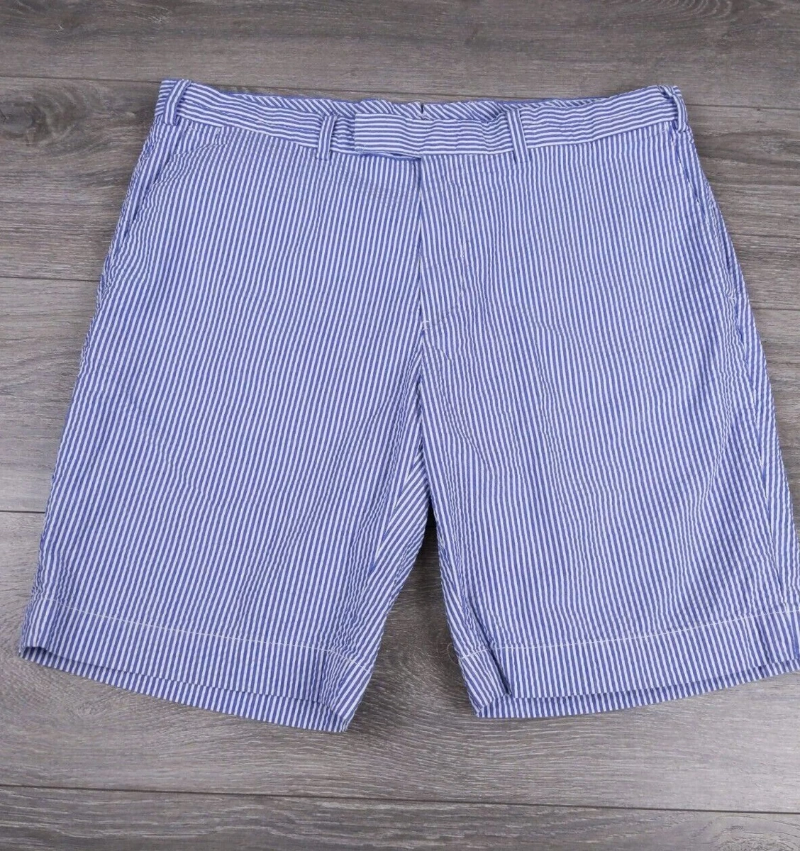 Polo Ralph Lauren Seersucker Shorts Men's Size 35 White Blue 9