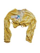 Rhode TOP (Medium) NEW/NWT Long Sleeve CROP TOP Tie Front YELLOW Floral BOHO