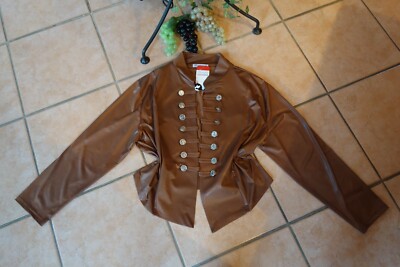 MAGNA Jacke Bolero Kunstleder-Optik 44 46 NEU braun Stretch Knöpfe