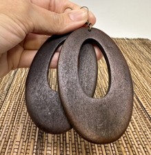 Oval Shaped Wooden Earrings  Boho Dangle Earrings  Available in Multiple Color