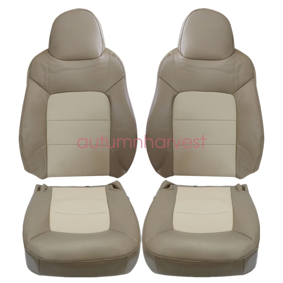 For 03-06 Ford Expedition Front Leather Perforated Bottom / Top Seat Cover Tan - Image 4 of 4