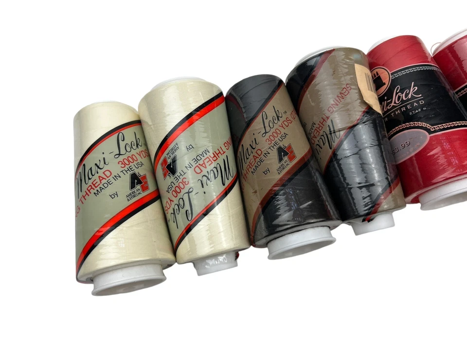 Lot of 8 maxi-lock  serger thread 3000 yard spools Red White Black - Image 2 of 3