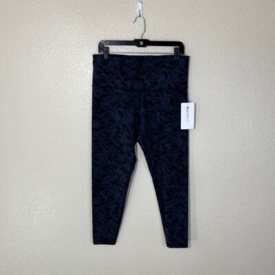 Athleta Elation Tectured Tight Womens 1X Leggings Blue Black Floral Cropped
