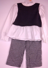 Wonder Nation Girls Black/White 2 Piece Holiday Pants Set Size 4T - New B7