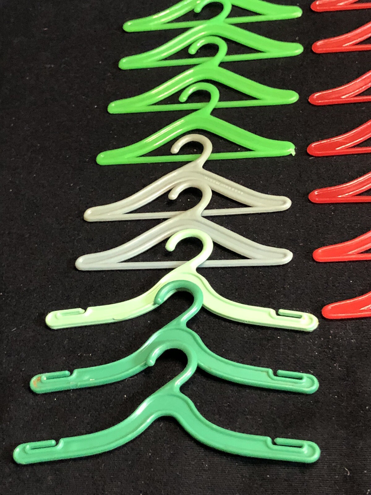 Vtg Barbie Doll Clothing Hangers Lot Pink Red Green Hard Plastic Mod