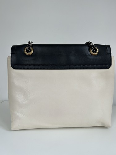 Autentica borsa a tracolla Lanvin Happy in pelle nera panna - Foto 6 di 13