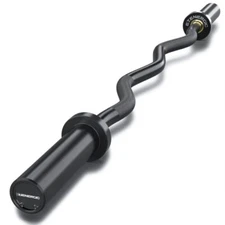 E.T.ENERGIC 47" Olympic EZ Curl Bar Black 500-lbs Capacity Steel Barbell Suitabl