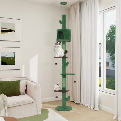 ELECWISH Floor to Ceiling Cat Tree Tower Climbing Scratching Post with Condo Kitten