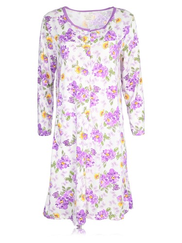 JEFFRICO Nightgowns For Women Long Sleeve Front Pocket Soft Nightshirts 6007 - 第 18/32 張圖片
