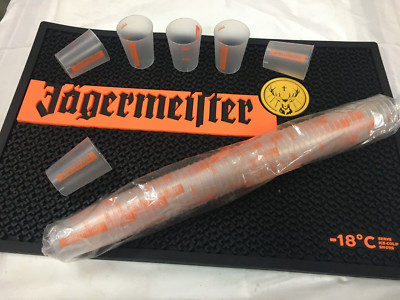 Jägermeister XXL Barmatte mit Noppen +Logo Schwarz,NEU+50 Festivalbecher 2/4 cl
