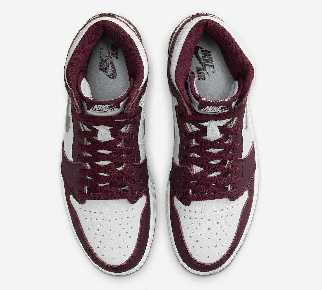 Air Jordan 1 Retro High OG Mens Sz 10 Bordeaux Metallik Silver