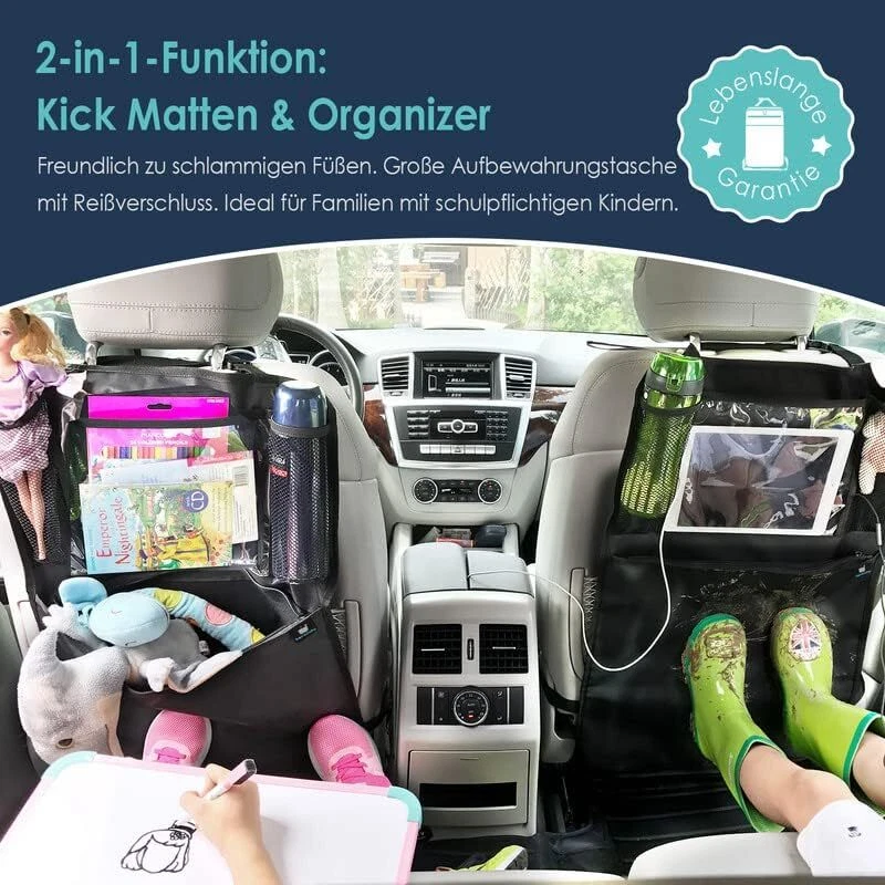 Auto Rückenlehnenschutz Trittschutz mit Rücksitz Organizer Rücksitzschoner Wasse - Bild 2 von 4