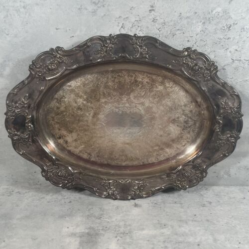 Vintage TOWLE EP Silver Scalloped Meat Oval Platter Plated 17"x13"  #4071 - Foto 1 di 8