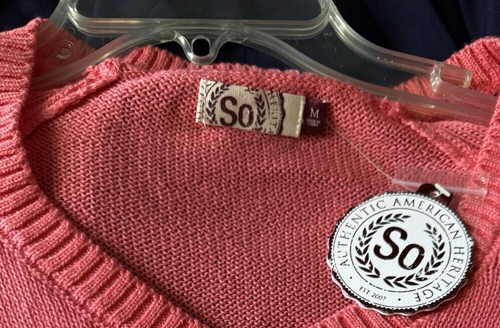 SO Authentic American Heritage Size M Coral Pink L/S Sweater V-Neck Pullover - 第 7/10 張圖片
