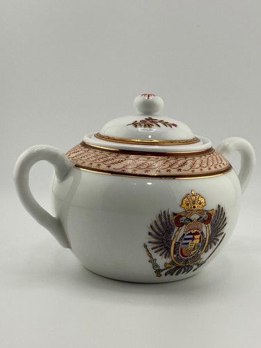 Antique Porcelain Sugar Bowl ~ Imperial Austrian Eagle ~ 19th Century