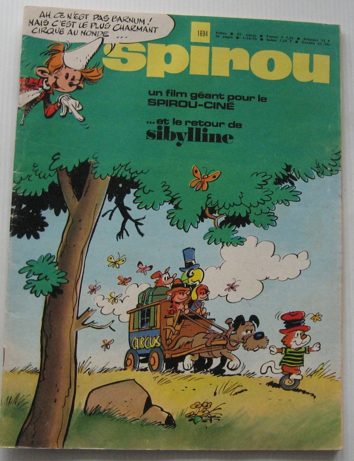 Journal Spirou N°1694 Sybilline/ With Spirou Film Mini Story 1970 Good Condition
