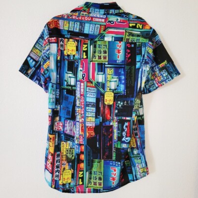 Tokyo Japan Neon Shinjuku Nights Just Attitude Men's Button-Down