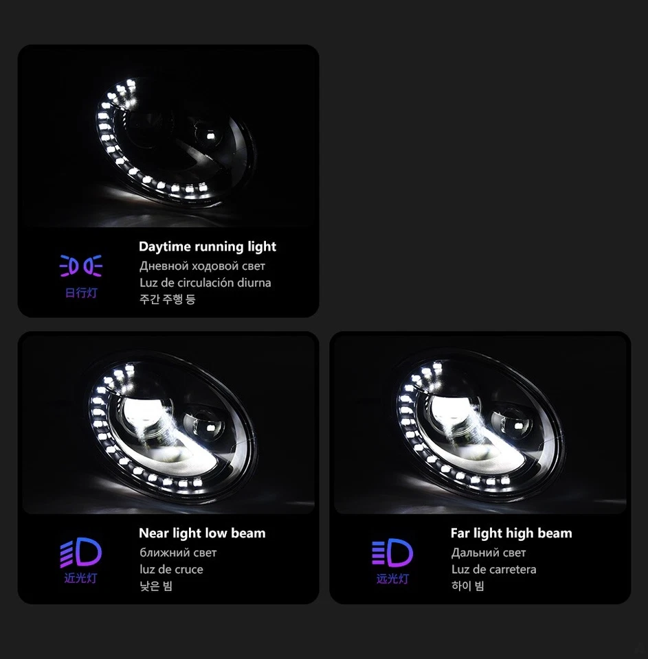 Pair LED Headlights With DRL For VW Beetle 2013 2014 2015 2016 2017 2018 2019 - Image 2 of 4