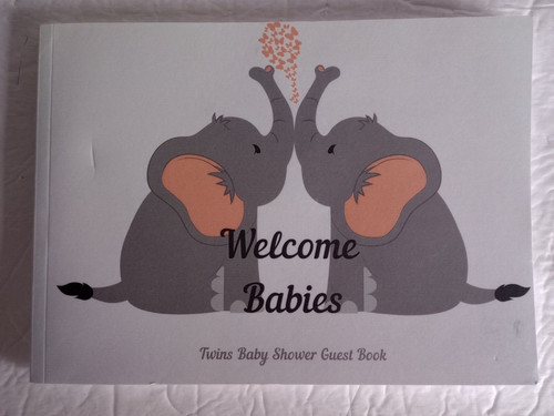 Twins Baby Shower Guest Book Elephants 