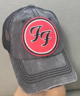 Foo Fighters Trucker Hat Distressed Baseball Cap Charcoal Black