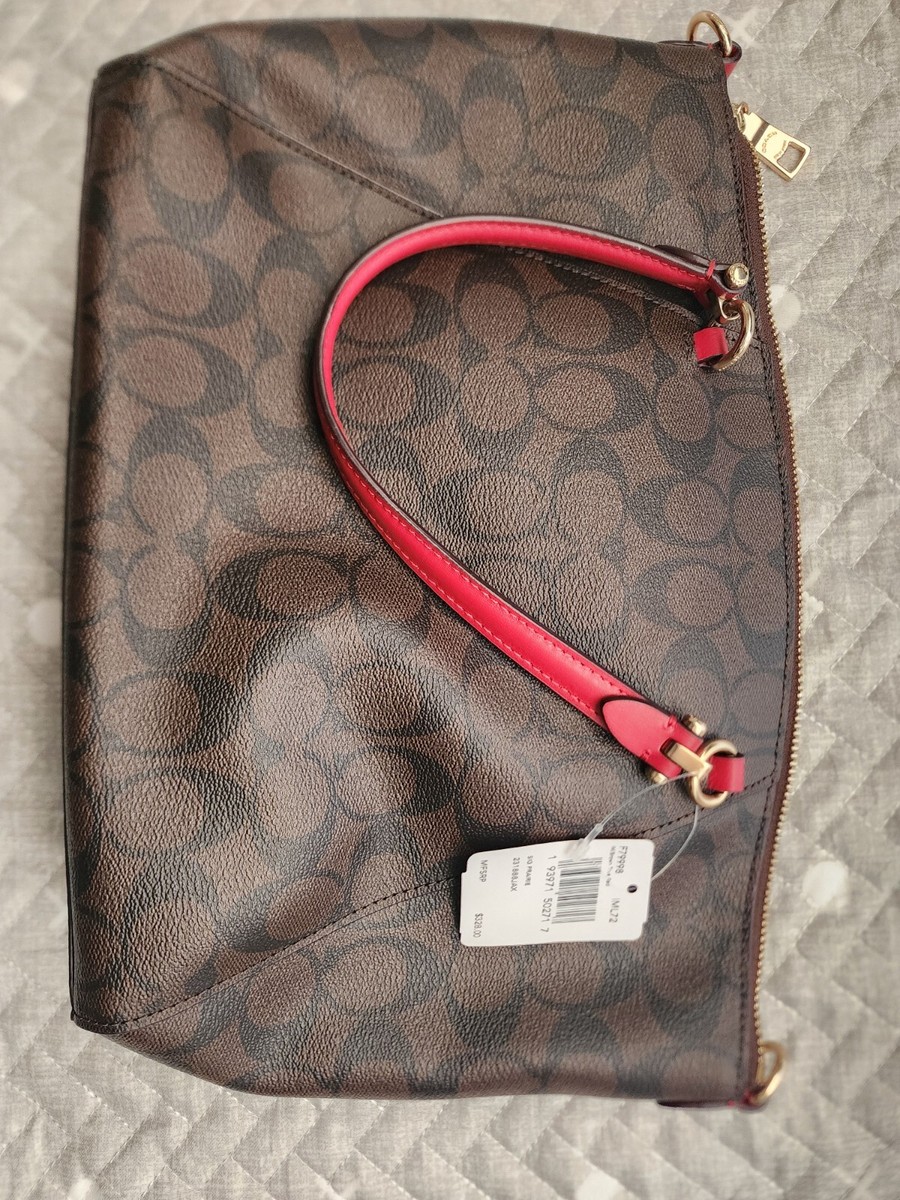 NWT Coach Prairie Satchel in Signature Canvas, Brown 1941 Red