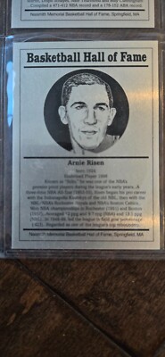 1986-02 BASKETBALL HALL OF FAME METALLIC CARD ARNIE RISEN BOSTON CELTICS ROYALS