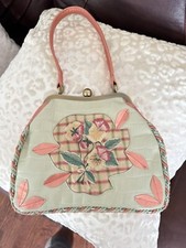 Rare Vintage Spencer And Rutherford Australia Silk And Leather Bag