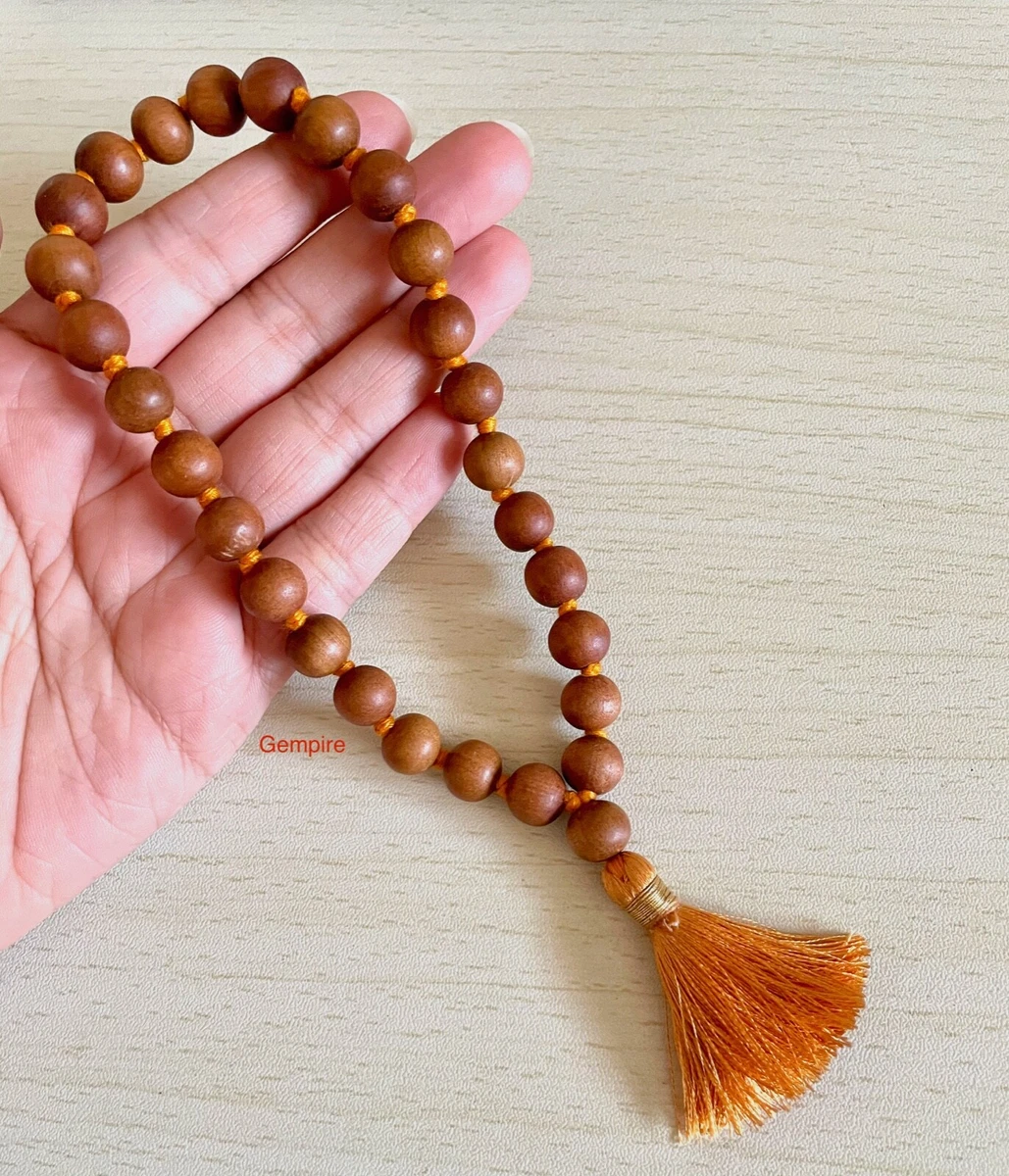 Sandalwood Mala Bracelet Knotted 27 Prayer Beads 10 mm Mini Quarter Mala  Yoga