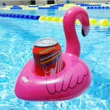 Inflatable Pink Flamingo Coasters Cup Drink Holder Swimming Pool Float