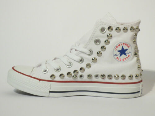 Converse All Star Hi Studs & Skulls White Optical White Craft Shoes - Picture 1 of 4