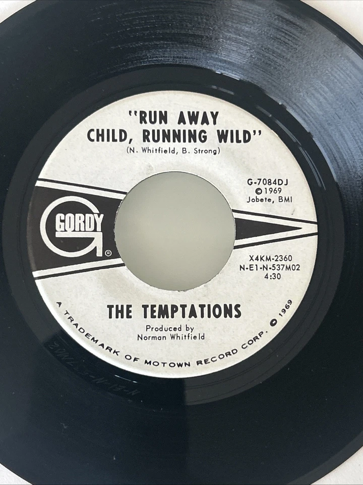 Lot (2)TEMPTATIONS Run Away Child Running Wild/Cloud Nine 45's WHITE LABEL PROMO - Image 4 of 4