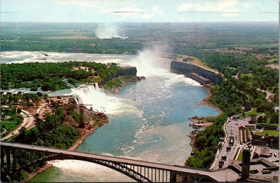 NIAGARA FALLS birds eye view BRIDGE c1961 Postcard