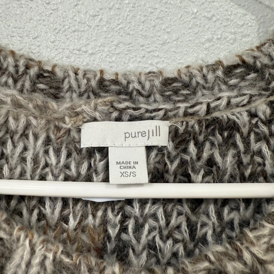 Pure Jill Textured Knit Vest Sweater Taupe Beige Black XS S Wool Mohair Blend - Image 4 of 4