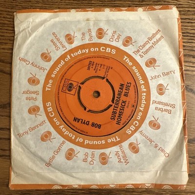 Bob Dylan   Subterranean Homesick Blues 7'' Single 1965 CBS Folk Rock 45 RPM