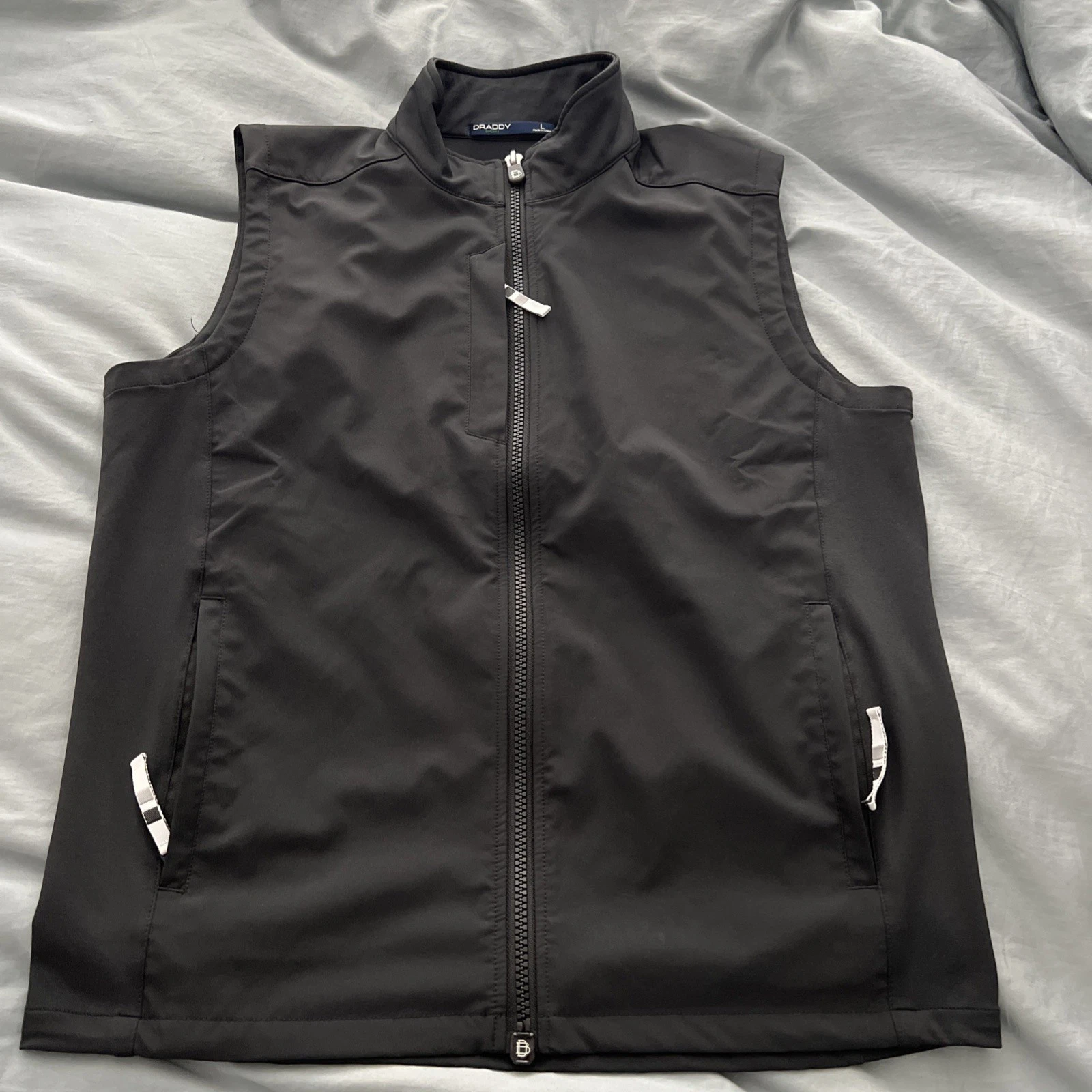 B Draddy Sport Men's Black Softshell Full Zip Vest Zipped Pockets L Golf - product detail image 1