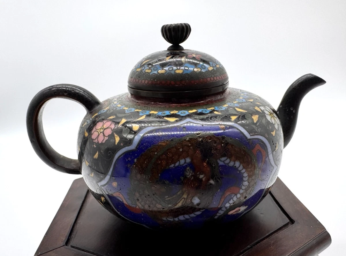 多色古董原始景泰蓝古董日本茶壶| eBay