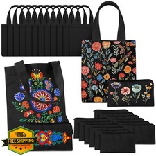 Amylove 24pc Mini Blank Tote Bags for Sublimation Black