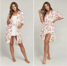 Show Me Your Mumu Brie Robe Garden of Blooms One Size Floral Coverup Pink White