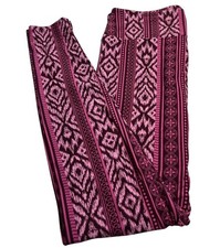 LuLaRoe Leggings OS One Size AZTEC PINK Southwest Western TRIBAL STRIPE Line Art